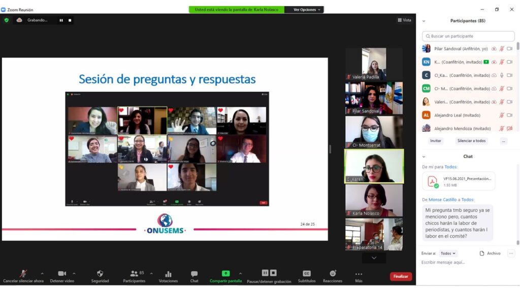 Captura de pantalla de participantes del evento virtual