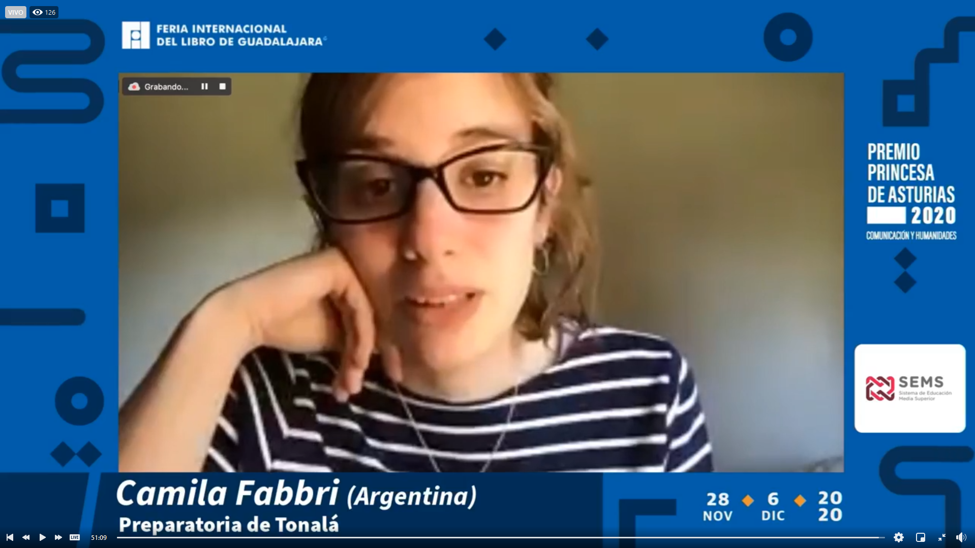 Captura de pantalla de la transmisión