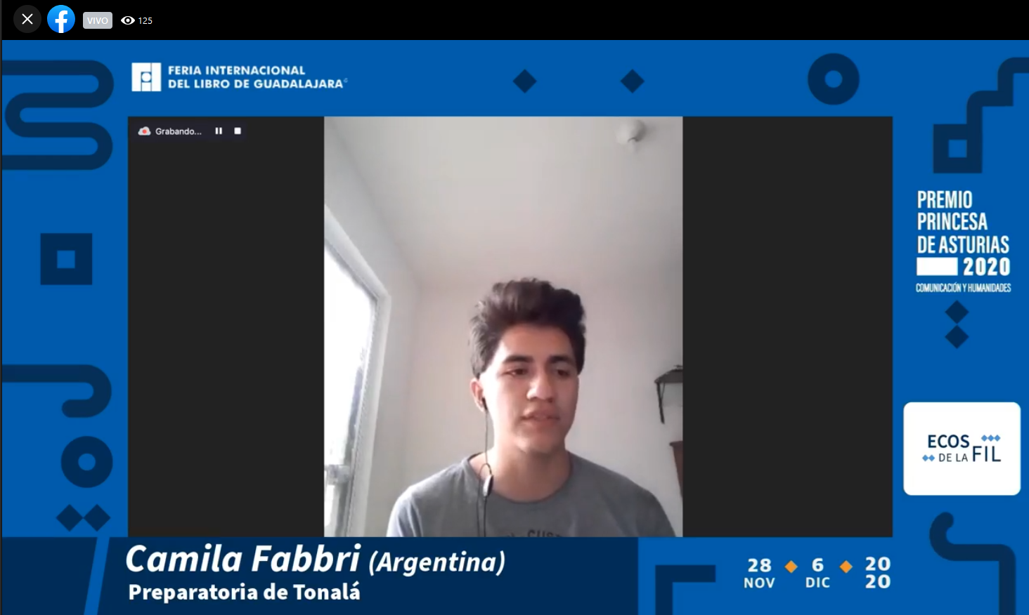 Captura de pantalla de la transmisión