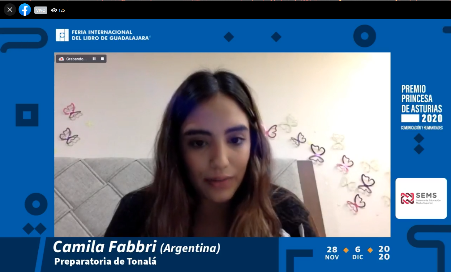 Captura de pantalla de la transmisión