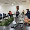 Autoridades del evento en sala de juntas