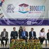 Director del SEMS, maestro Javier Espinoza de los Monteros y el director del plantel, maestro Nicolás Alonso Estrella junto a los invitados del presidium en expo ciencia