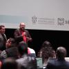 maestro maestro César Barba director general del sems junto al doctor Ricardo Villanueva Lomelí en uso de la voz rector general de la Universidad de Guadalajara