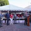Autoridades del evento en centro de acopio en la Rambla Cataluña
